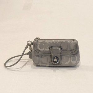 Coach authentic wristlet clutch light gray